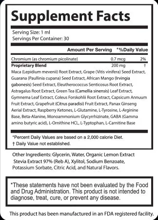 Audifort Supplement Facts panel
